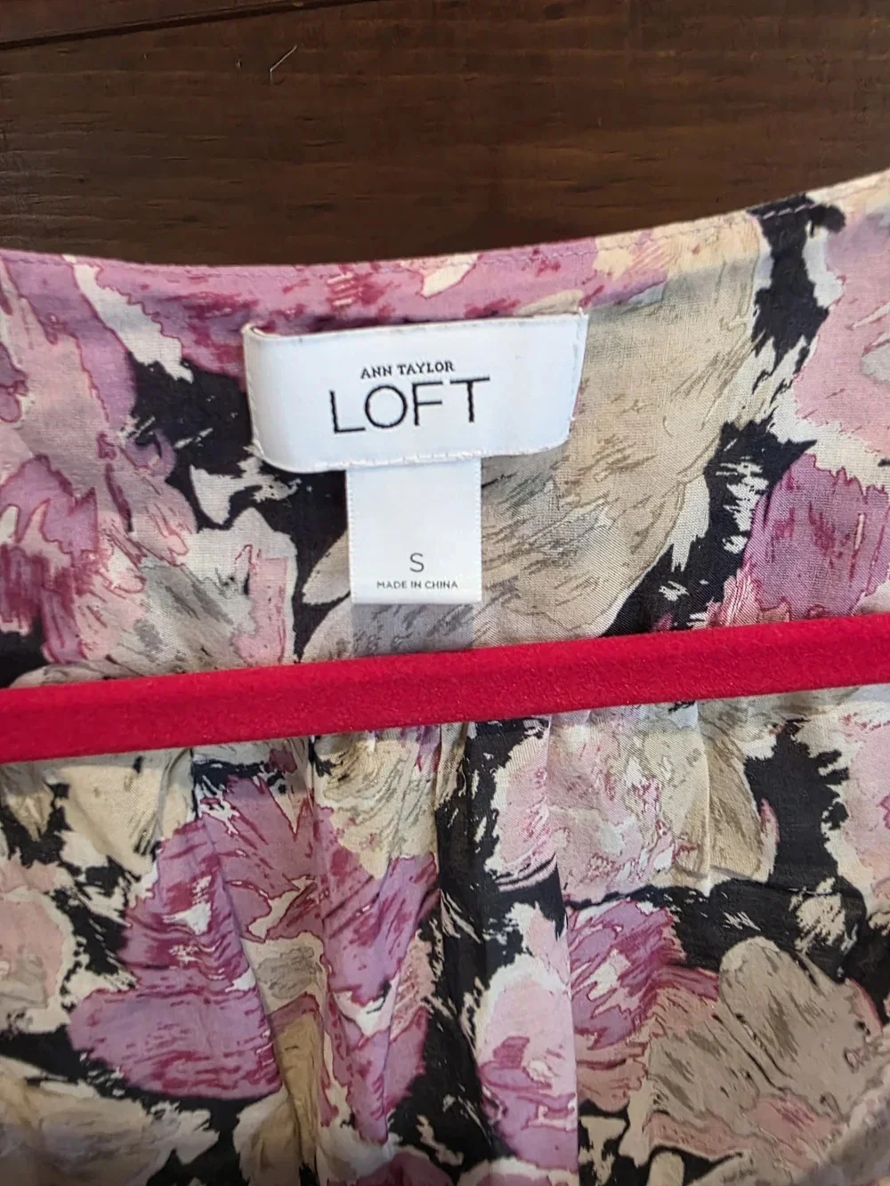 LOFT Pink Floral Scoop Tank with Navy Base- Cotton And Silk Blend